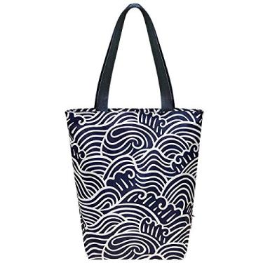 Imagem de Wrapables Bolsa de viagem Carryall Shopping com poliéster Ripstop durável – dobrável, à prova d'água e certificada OEKO-TEX, pequena, redemoinhos azul-marinho