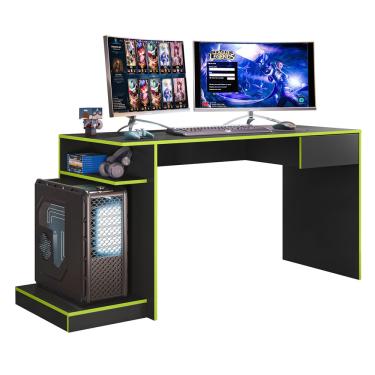 Imagem de Mesa Escrivaninha Para Computador Setup Gamer Nitro 1 Gaveta Preto Fosco Verde - Desk Design