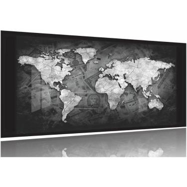 Imagem de Quadro Decorativo Mapa Mundi Money Black 130x60 Moldura Preta 2x2