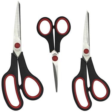 Imagem de Kit 3 Tesouras Profissionais Versáteis 5" e 8" Aço Inox