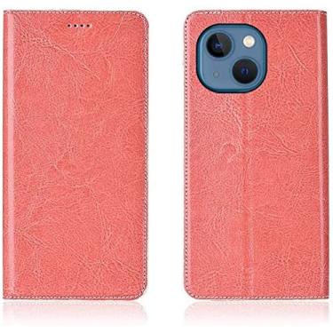 Imagem de KKFAUS Capa de telefone Stent Function com 2 slots de cartão, para Apple iPhone 13 Mini (2021) couro de 5,4 polegadas [revestimento interno de TPU] capa flip fólio à prova de choque (cor: rosa)
