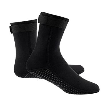 Imagem de Meias de neoprene meias de água adultos 3 mm meias de neoprene mergulho praia surfe canoagem meias de natação antiderrapante Scoks masculino mulheres - preto G
