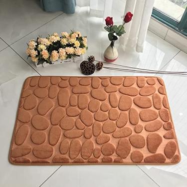 Imagem de SHENGANG Tapete de Banheiro Tapete de Banho Absorvente Tapetes de Pebble Antiderrapante Espuma de Memória Tapete Lavável Tapete de Chuveiro Tapete de Chuveiro, 8,40x60cm
