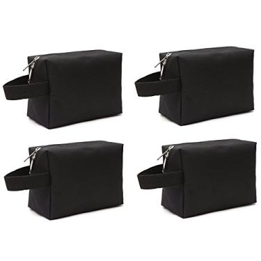 Imagem de Bolsa de maquiagem portátil multiuso com zíper 600D para viagem à prova d’água e organizador de cosméticos da Awbunny, pacote com 4, Preto, Medium, 4