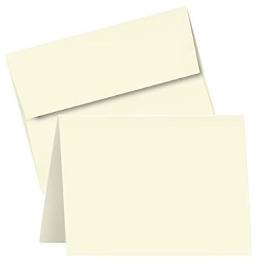 Imagem de Cor creme em branco | Conjuntos de cartões de felicitações dobráveis | Tamanho do cartão: 10 x 15 polegadas (quando dobrado) 50 cartões e 50 envelopes