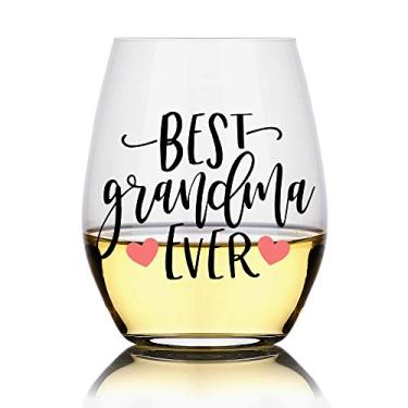 Imagem de Perfectinsoy Presentes para avó, copo de vinho engraçado Best Grandma Ever, presentes para avó da neta, para avó, mãe, copo de vinho da vovó