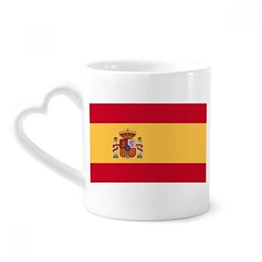 Imagem de Caneca com bandeira nacional da Espanha Europa país caneca café cerâmica copo de coração de vidro