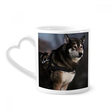Imagem de Caneca Dog Husky Animal Lonely Night Caneca de café cerâmica copo de coração de vidro