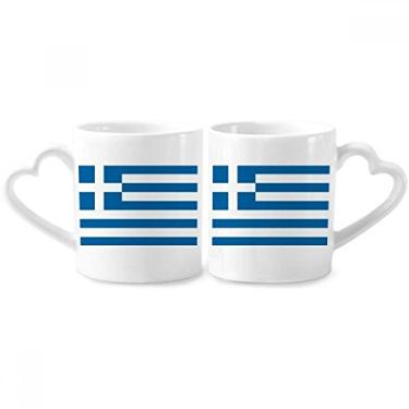 Imagem de Conjunto de canecas de porcelana para casal, bandeira nacional da Grécia, Europa e país