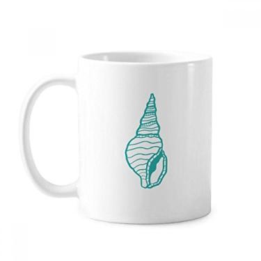 Imagem de Caneca azul com ilustração de caracol da vida marinha cerâmica xícara de porcelana de café louça