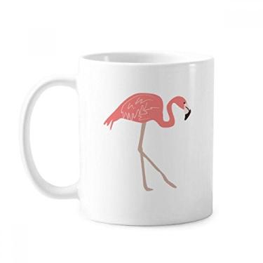 Imagem de Caneca cor-de-rosa com estampa de flamingo andando cerâmica xícara de porcelana de café
