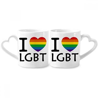 Imagem de Conjunto de canecas de porcelana para casais, bissexuais, transgêneros, arco-íris, LGBT