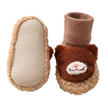 Imagem de Sapatos infantis de inverno para meninos e meninas, sapatos de bebê, sola macia, decoração de animais, botas de neve, A, 0-6 meses