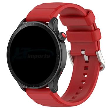 Imagem de Pulseira 22mm Classica LTIMPORTS, Compatível Com Amazfit GTR 4, 3, 3 Pro, 2, 47mm, Stratos 2 2S 3 (Vermelho)