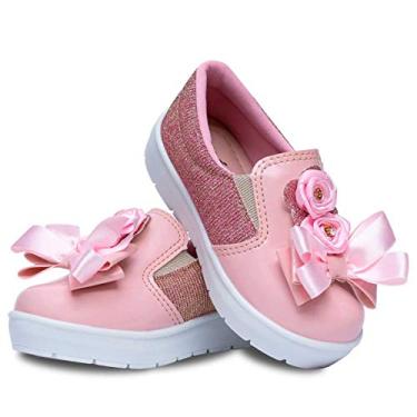 Imagem de Tênis Slip On Infantil Menina Laço Flores 11.42 (20, Rosa)
