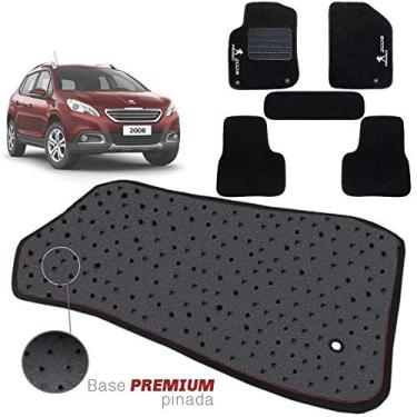 Imagem de Jogo de Tapete Carpete Tevic Pinado Peugeot 2008 09 10 11 12 13 14 Impermeável Lavável Logo Bordado 5 Peças