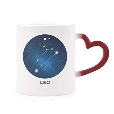 Imagem de Caneca Leo Constellation signo do zodíaco sensível ao calor Caneca vermelha que muda de cor