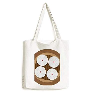 Imagem de Sacola de lona com estampa de comida, saco de compras, bolsa casual