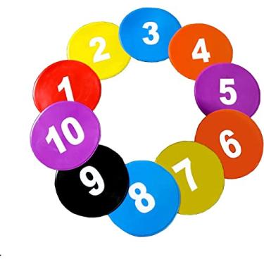 Imagem de TNZMART Marcadores de ponto de 22 cm, número multicolorido, marcadores de quintal de futebol, marcadores antiderrapantes para treinamento de futebol, 10 peças