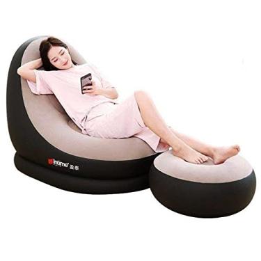 Imagem de Sofa Poltrona Inflavel Kit 2 Em 1 Puff Colchao Portatil Luxo