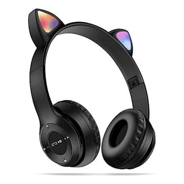 Imagem de LOBOY Fone Ouvido Bluetooth Led Gatinho Infantil Gato Recarregável - (Preto)(LOBOY-GT558)