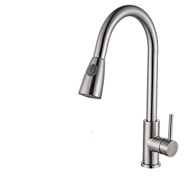 Imagem de Torneira de cozinha preta fosca Torneira misturadora dourada Retrátil Montada no convés Torneira da pia do banheiro Misturadores de água quente e fria Cabeça de pulverização, níquel A