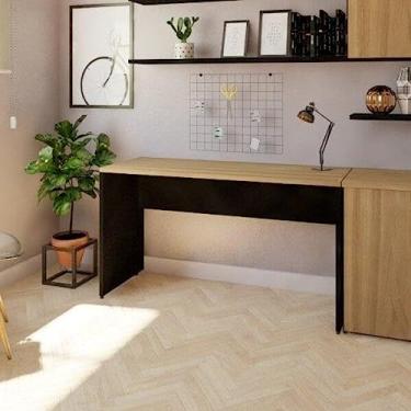 Imagem de Mesa Reta Corp 25mm 140 cm Bramov Móveis Preto/Carvalho Mel