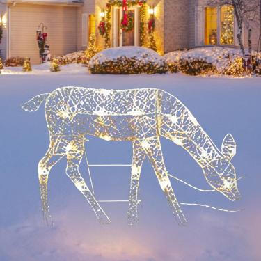 Imagem de 2022 nova decoração de natal de renas de led ao ar livre, decorações de natal de família de veados iluminados, decoração de alce de natal de férias ao ar livre para quintal gramado casa jardim