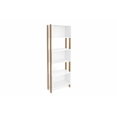 Imagem de Estante Livreiro Solteiro Rt3093 C/ 3 Nichos Rustico/branco - Movelbento