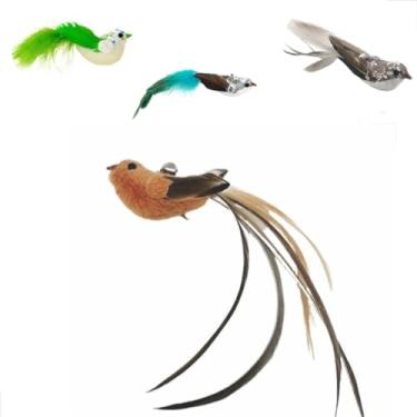 Imagem de 2x Refil Reposição Pássaro Brinquedo para Varinha para Gato Interativo Com Ventosa Fixar Chão Vidro Porta com chocalhinho (2 Pássaros Marrons)