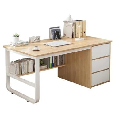 Imagem de Mesa de computador Mesa de escritório em casa multifuncional moderno PC Mesa de laptop sturdy study escrevendo mesa com 3 gavetas e prateleiras de armazenamento simples elegante PC Posto de trabalho M