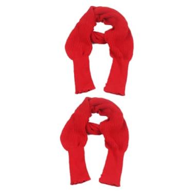 Imagem de SHERCHPRY 2 pçs cachecol feminino cachecol de malha lenços femininos capa cachecol feminino cachecol feminino xale lenços quentes, Vermelho x 2 peças, 220*40*2cmx2pcs