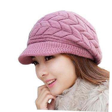 Imagem de fashion elástico elasticos presentes roupa chapéu quente chapéu de malha quente bonés para mulheres chapéus boné para neve gorro de lã quente fio chapéu de inverno Senhorita roxo