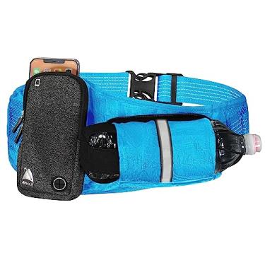 Imagem de Athle Sport Cinto de hidratação Athl para corrida, cinto de corrida ajustável com suporte para garrafa de água – faixa de cintura tamanho único – 360° refletivo, pochete de viagem para homens e