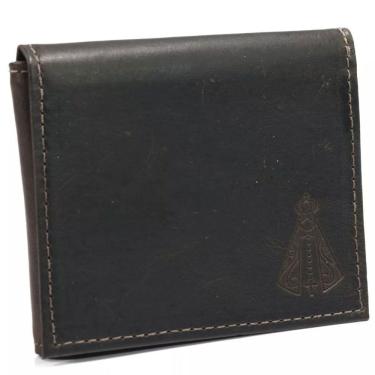 Imagem de Carteira Em L Couro Alta Qualidade Porta Cartao Documentos Cedulas Estampa Nossa Senhora Aparecida