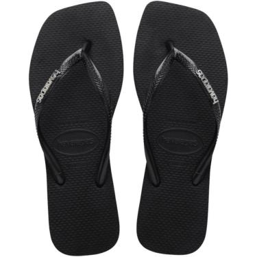 Imagem de Chinelo Dedo Feminino Casual Dia a Dia Borracha Havaianas Slim Square Logo Metallic