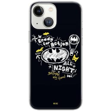 Imagem de ERT GROUP Capa para celular para iPhone 13 original e oficialmente licenciada DC padrão Batman 014 preta perfeitamente ajustada à forma da capa de celular feita de TPU (poliuretano termoplástico)