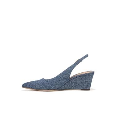Imagem de Franco Sarto Sapato feminino Tessa bico fino com salto anabela, Tecido azul jeans, 7.5