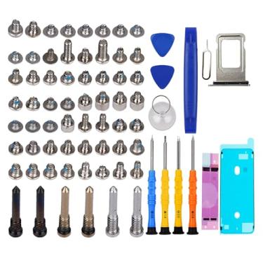 Imagem de DARYCOM Repair Conjunto completo de parafusos 63 peças para iPhone XS kit de ferramentas de reparo de 5,8 polegadas, 4 chaves de fenda, mapa de localização, 3 abridores de ferramentas, 1 adesivo de