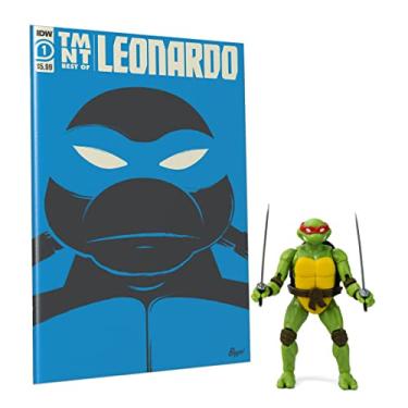 Imagem de The Loyal Subjects Teenage Mutant Ninja Turtles Best of Leonardo 100 páginas em quadrinhos e Leonardo BST AXN conjunto de bonecos de 12,7 cm