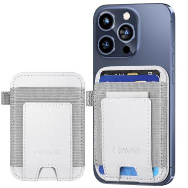 Imagem de HiWe Para carteira Magsafe, novo suporte de carteira magnética atualizado, carteira magnética de couro com ímã poderoso para iPhone 16/16 Pro/15/14/13/12, serve para 7 cartões, bloqueio RFID, branco
