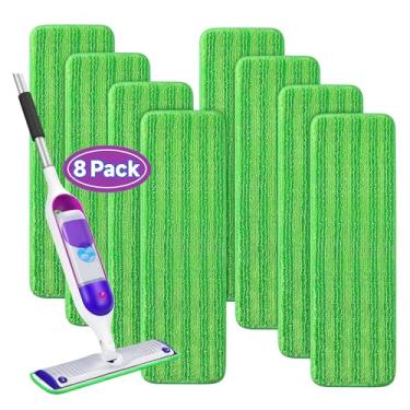 Imagem de Pacote com 8 almofadas de esfregão reutilizáveis compatíveis com Swiffer PowerMop, almofadas de microfibra para esfregão spray de 33 a 38 cm, refis de esfregão de chão para Swiffer, lavar à máquina,