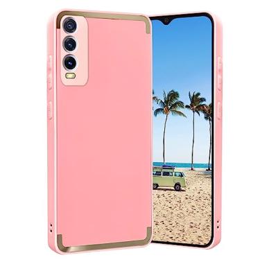 Imagem de Kainevy Capa para Vivo Y20 para mulheres e homens à prova de choque branca para celular Vivo Y20 capa protetora protetora fina com design PC TPU luxo (rosa)