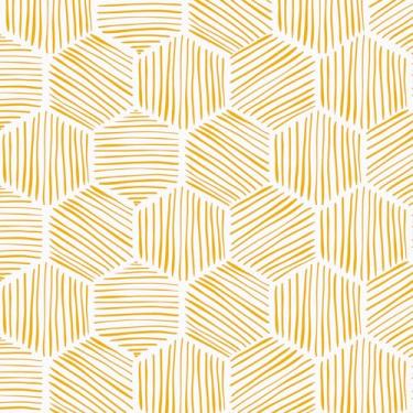 Imagem de Wallercity Papel de parede geométrico amarelo, papel de parede autoadesivo hexágono, boho, papel de contato listrado dourado para bancadas, rolo de vinil para cozinha, banheiro, locatário, amigável,