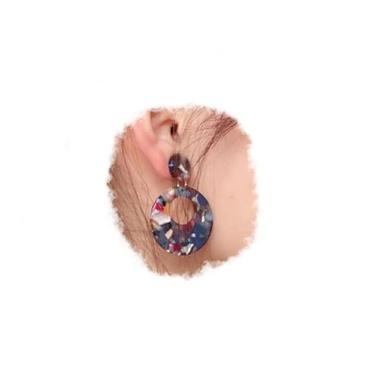 Imagem de RELOVET Brincos com pingente geométrico, círculo, resina, acrílico, pingente, argola, boêmia de ratã, bijuteria moderna, Rattan