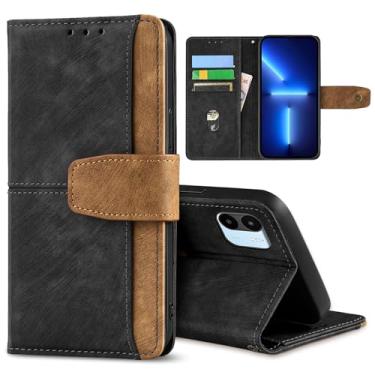 Imagem de GANGANPRO Coldre de celular de negócios de couro para Xiaomi Redmi A1 4G/Redmi A2, capa flip antiderrapante resistente a arranhões com suporte para cartão, capa carteira com suporte de 6,52 polegadas