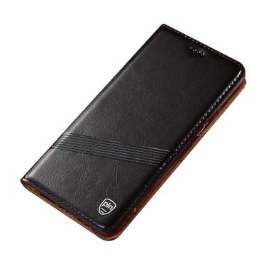 Imagem de POYUFRG Capa de couro real para Huawei Pura 70 Ultra/70 Pro/70 Por+/70, flip magnético, retrô, carteira fina para celular, com compartimentos para cartões, preta, 70 Ultra