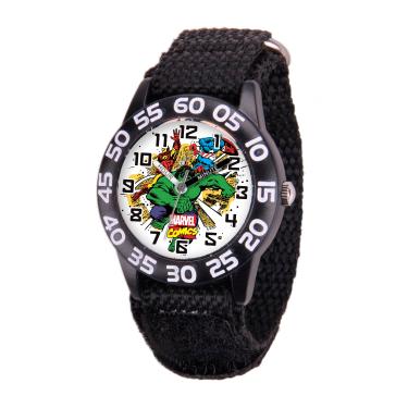 Imagem de Marvel Relógio infantil com pulseira de nylon de quartzo analógico Time Teacher, Preto