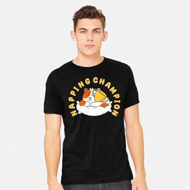 Imagem de TeeFury - Napping Champion - Camiseta masculina animal, gato, Carvão, P