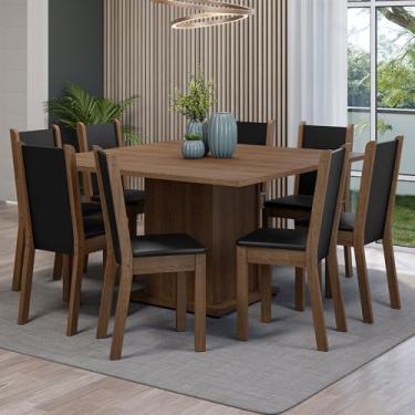 Imagem de Conjunto Sala de Jantar Mesa Tampo de Madeira 8 Cadeiras Rustic/preto Marisa Madesa